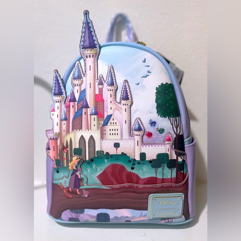 Sleeping beauty castle loungefly mini backpack